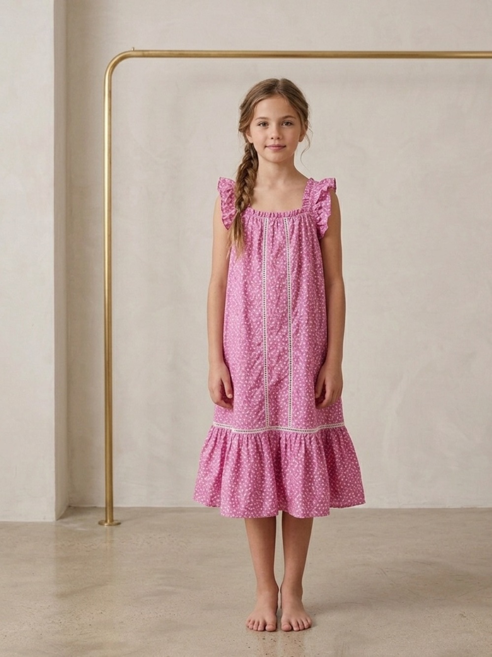 French Connection Pink Floral Lace Ruffle Girls’ Dress